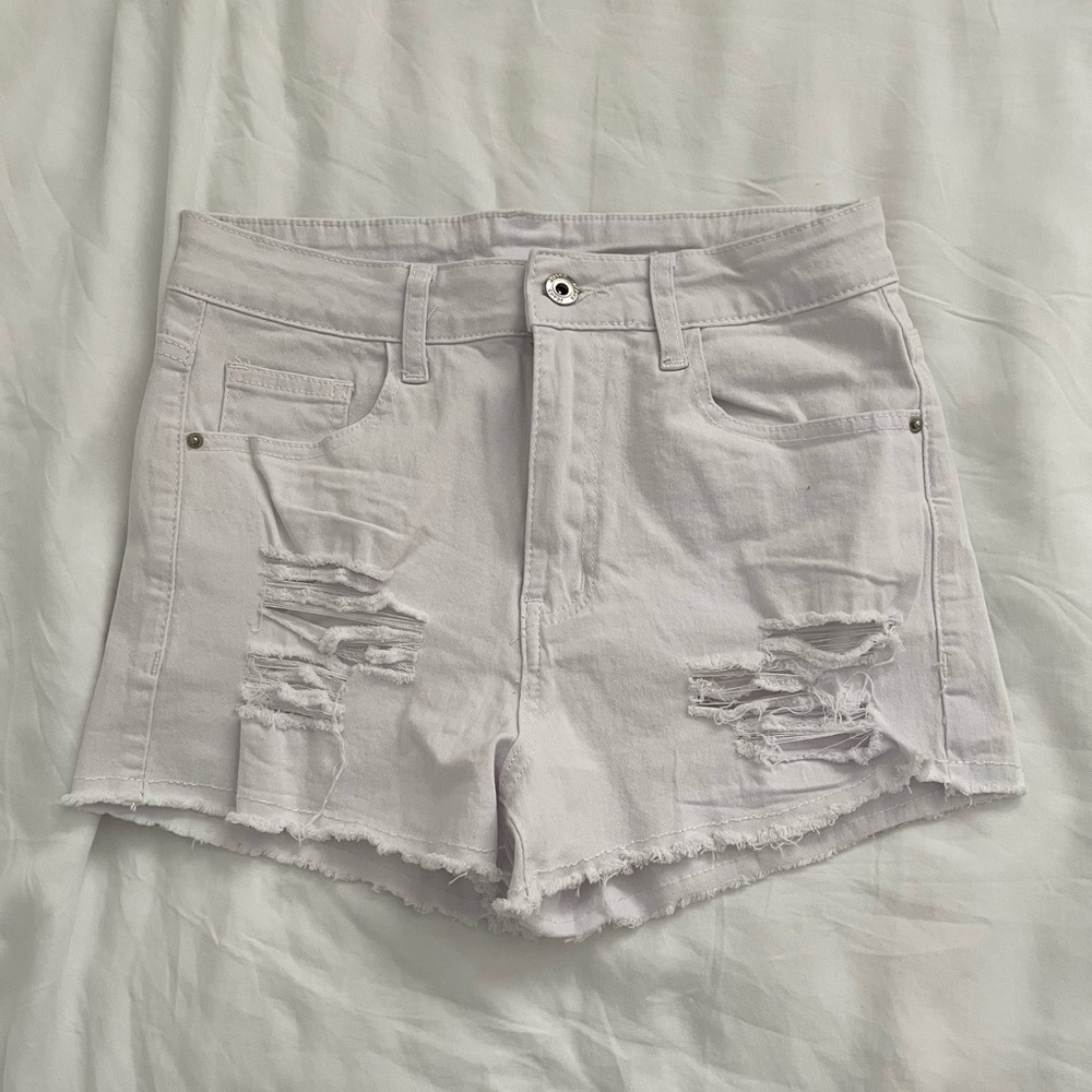 White jean shorts